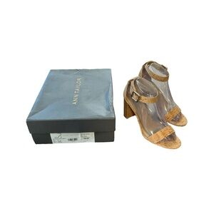 *Women’s Ann Taylor Size 7.5 Natural “Leda” Cork Block Heel Sandals Shoes